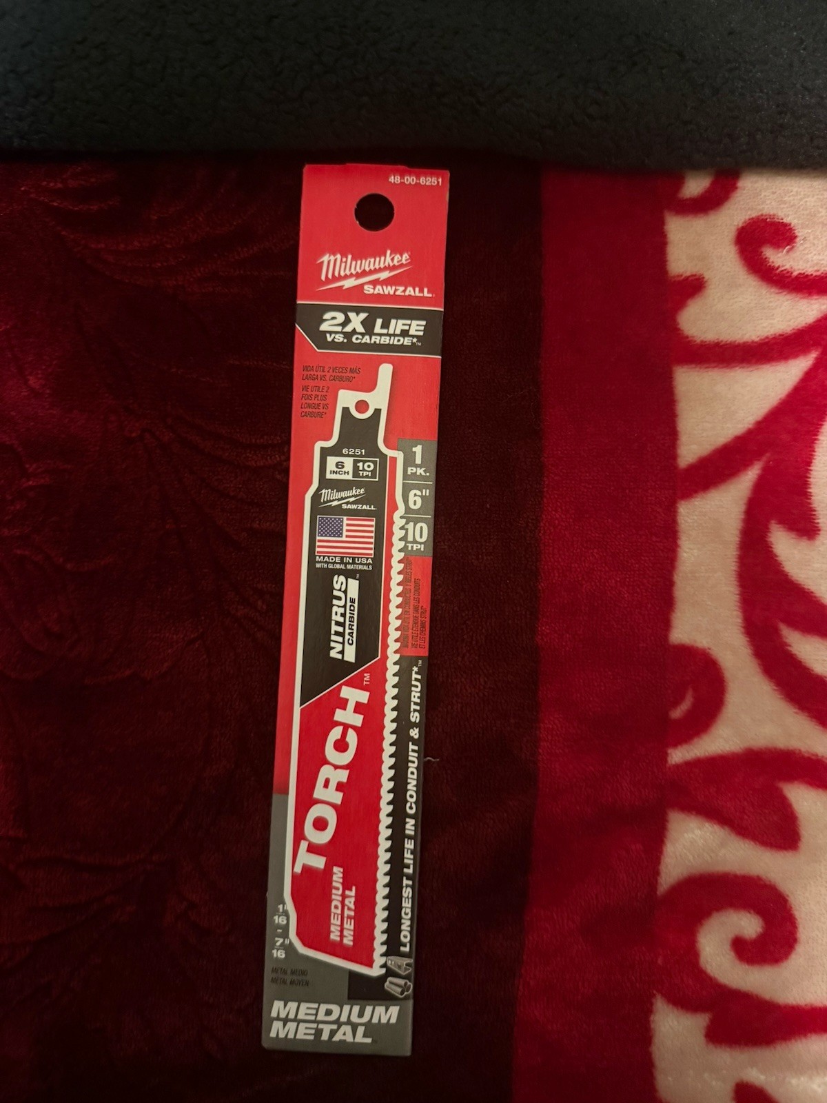 Milwaukee 48-00-6251 Torch 6” 10 TPI Carbide Sawzall Blade Metal