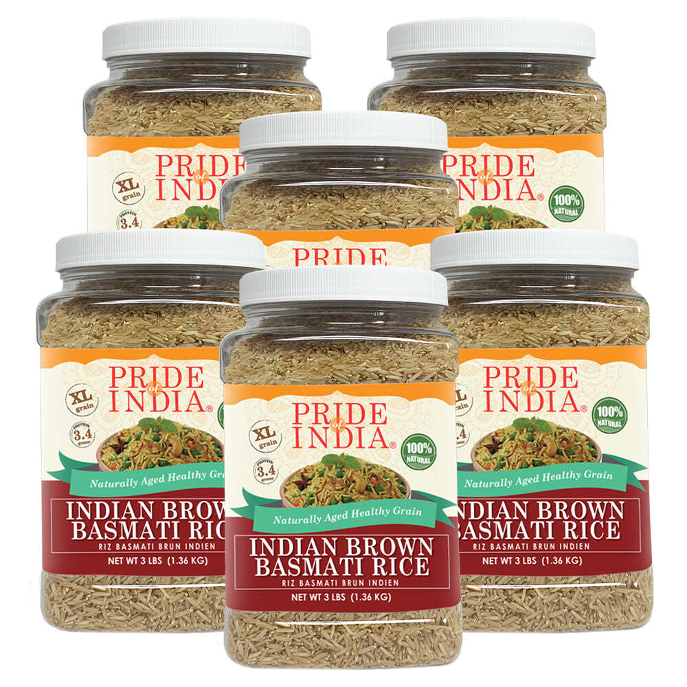 Extra Long Indian Brown Basmati Rice – Naturally Aged Healthy Grain Jar