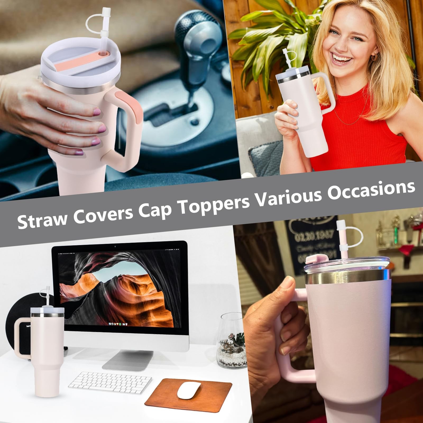 6PCS Silicone Straw Covers Cap Compatible with Stanley Cup 3040 oz Tumbler wi…