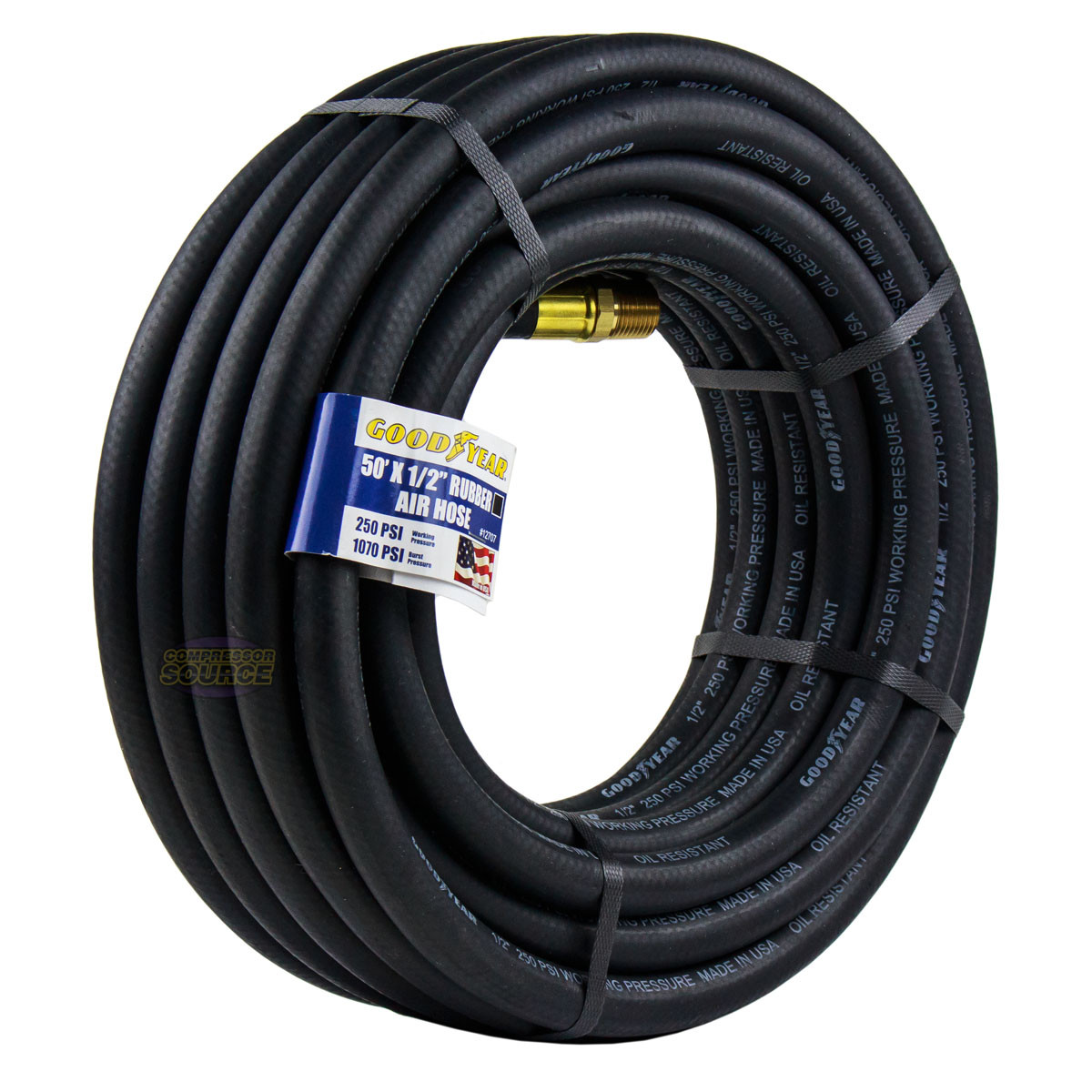 Goodyear 50′ ft. x 1/2″ in. Rubber Air Hose 250 PSI Air Compressor Hose 12707