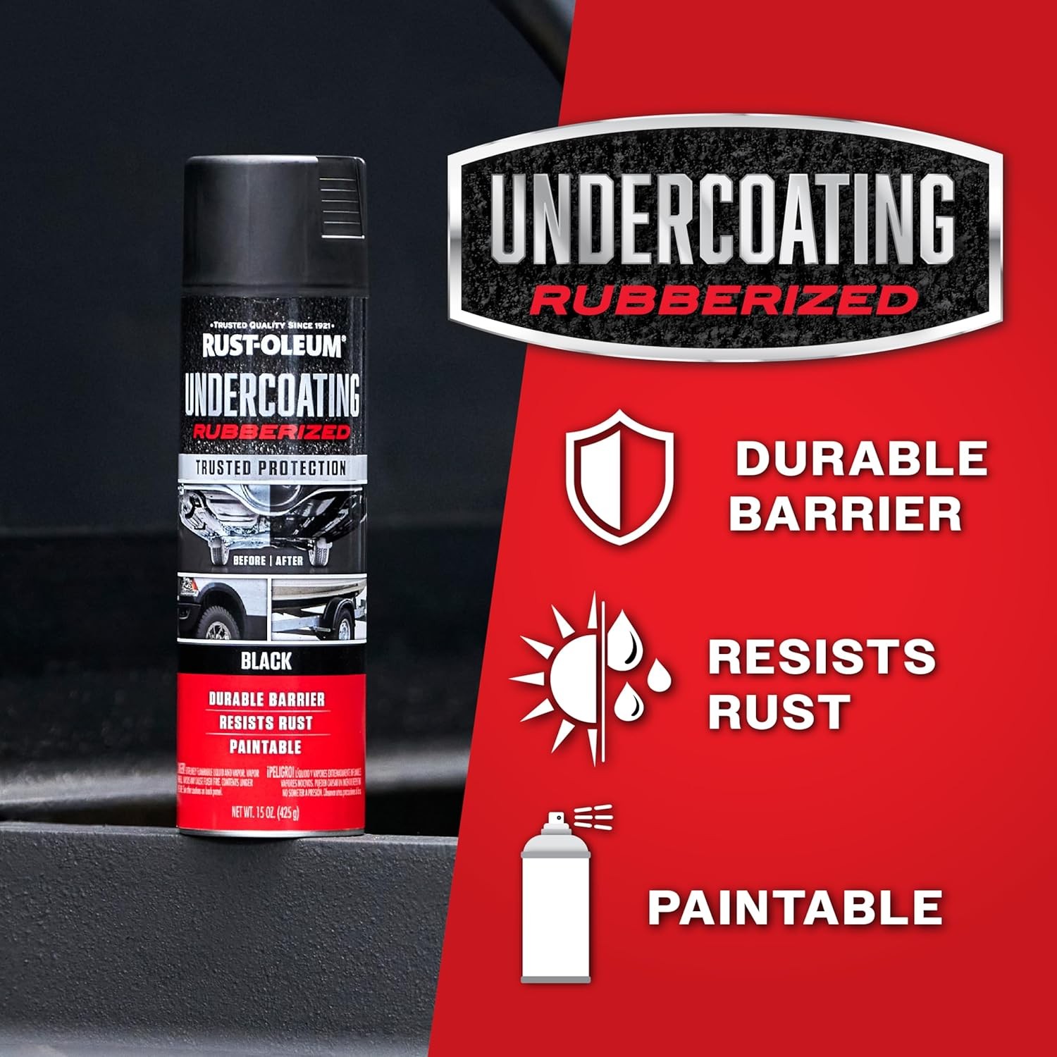 CAR RUBBERIZED UNDERCOATING SPRAY PAINT Black 15 oz Rust-Oleum Automotive 6-PACK