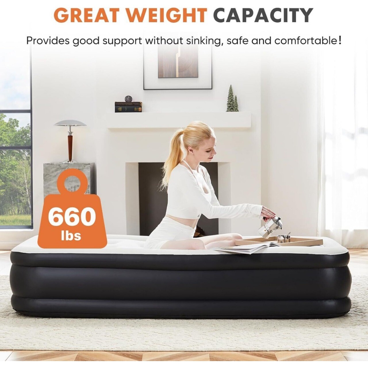 Twin Queen Air Mattress 16″ 18″ Inflatable Blow Up Airbed with Built-in Pump