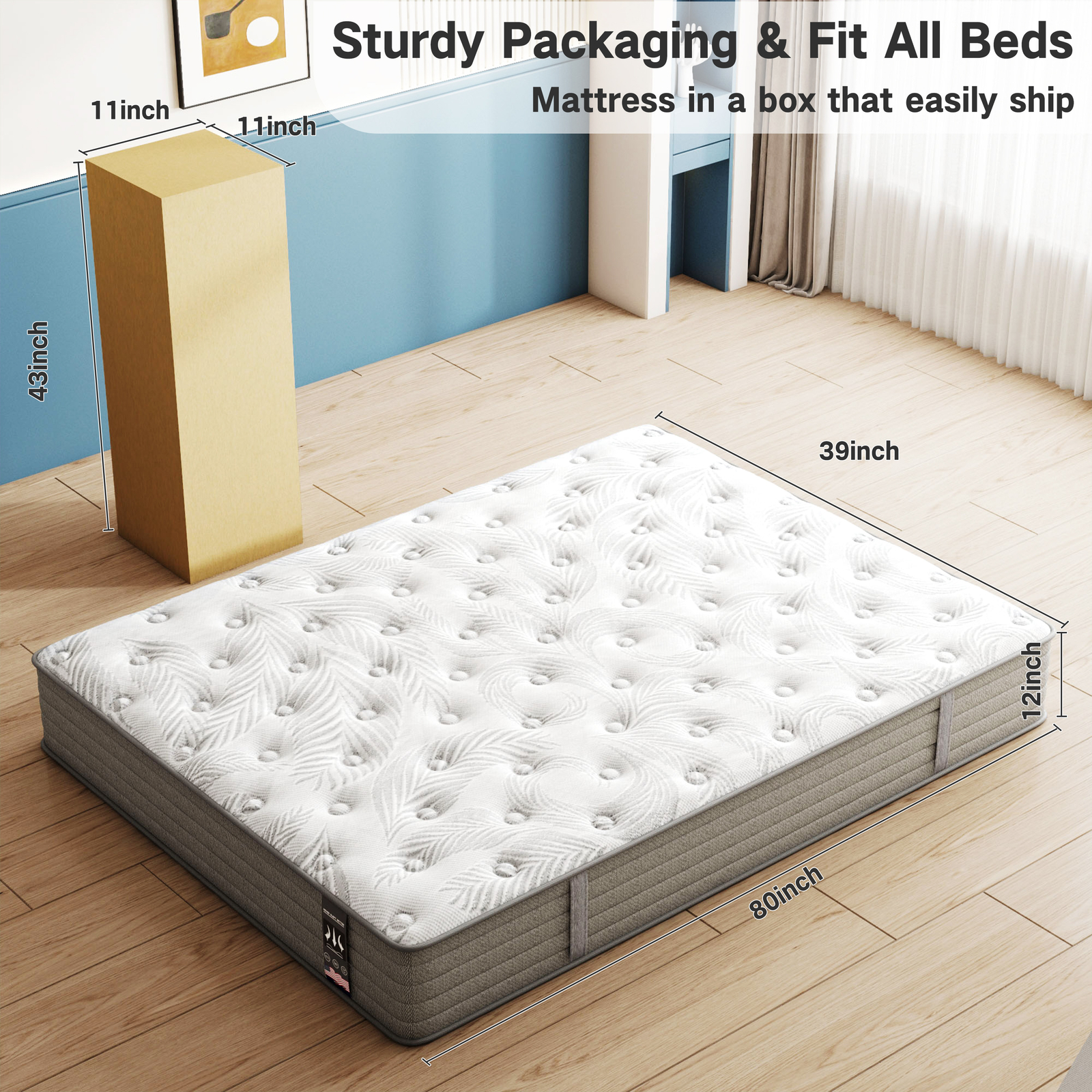 12″ Twin Full Queen King Size Gel Memory Foam Hybrid Mattress, Mattress In A Box