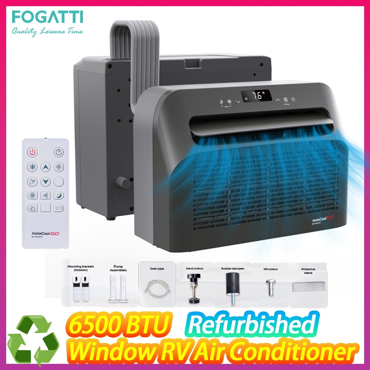 RV Window Air Conditioner Used 6500BTU with Remote Control Cools up to 100 Sq.ft