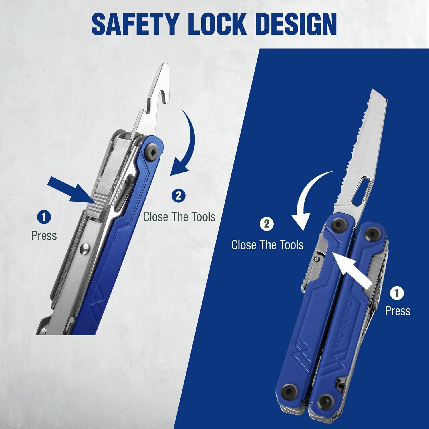 WORKPRO 18-in-1 Stainless Steel Multi Tool Plier with Pocket Knife EDC Multitool
