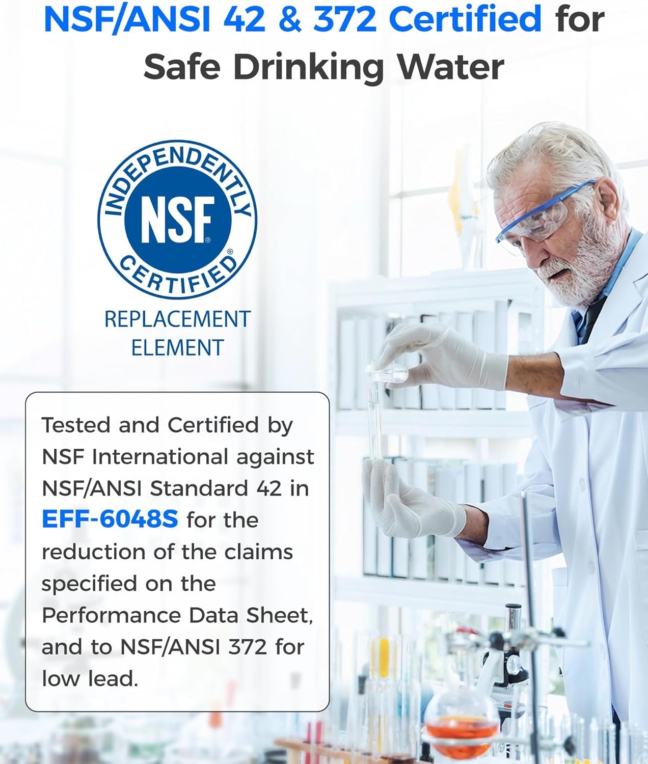 Waterdrop XWF NSF Certified Refrigerator Water Filter, Replacement for GE®