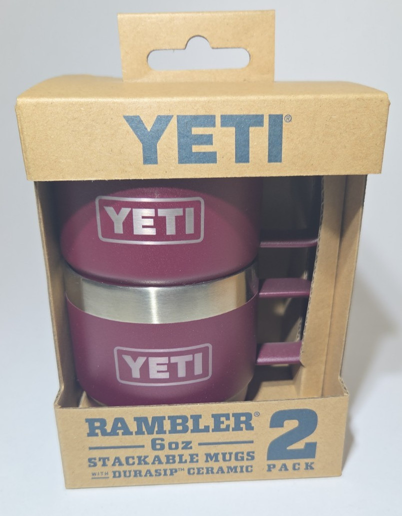 New YETI 6 oz Mugs with Ceramic Lining 2 pk. Wild Vine Red LIMITED EDITION.