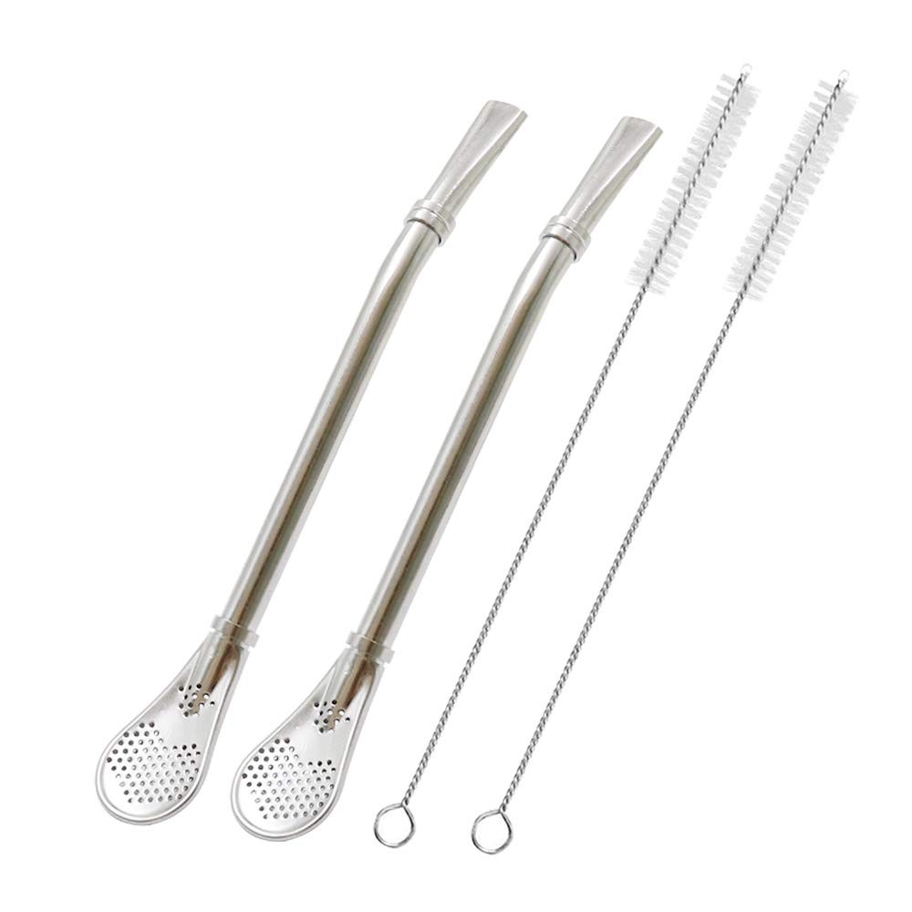 N A Drinking Straws With Filter Spoon 2 Pack Tea Straws Mate Bombilla Coffee Sti