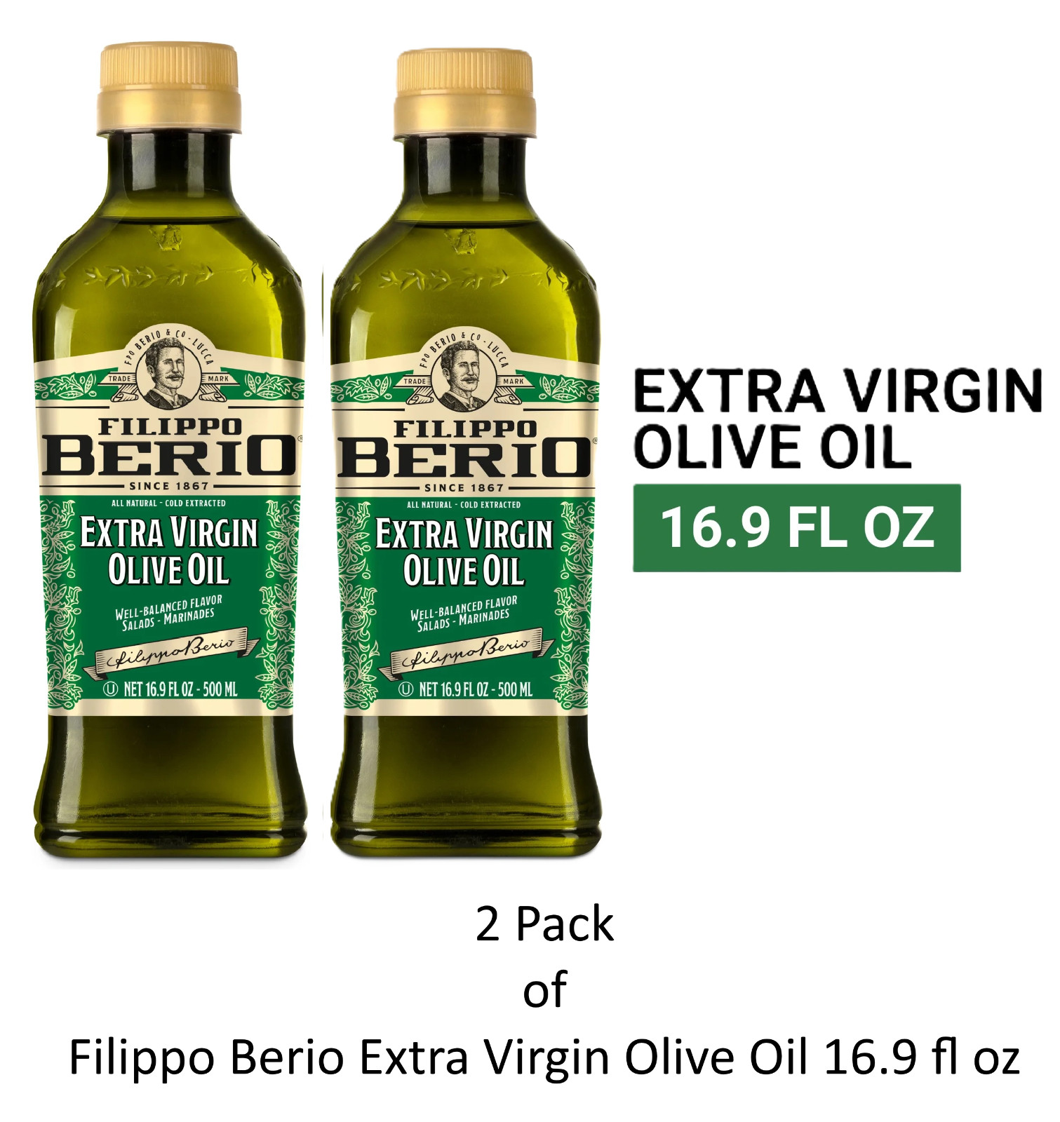 Filippo Berio Extra Virgin Olive Oil 16.9 fl oz (2 Pack)