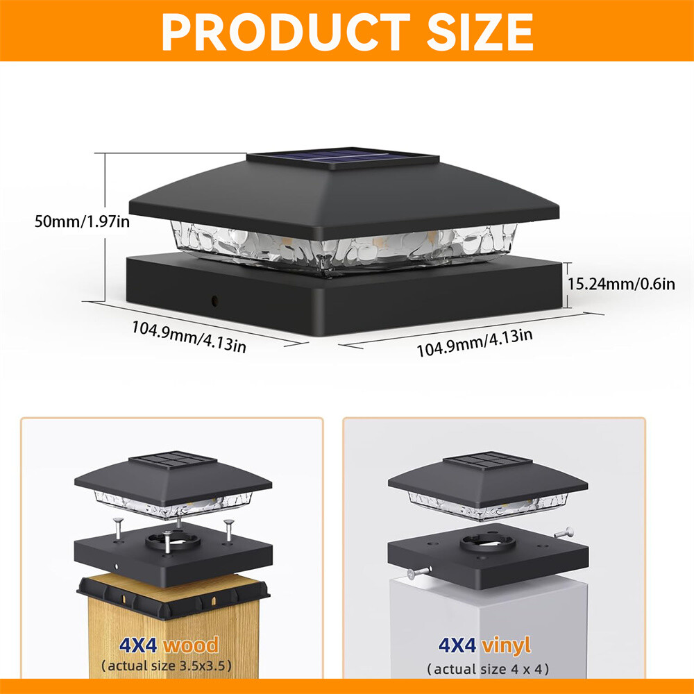 6/12/18Pack Solar Post Cap Light For 4×4 Outdoor Waterproof LED Deck Fence Light