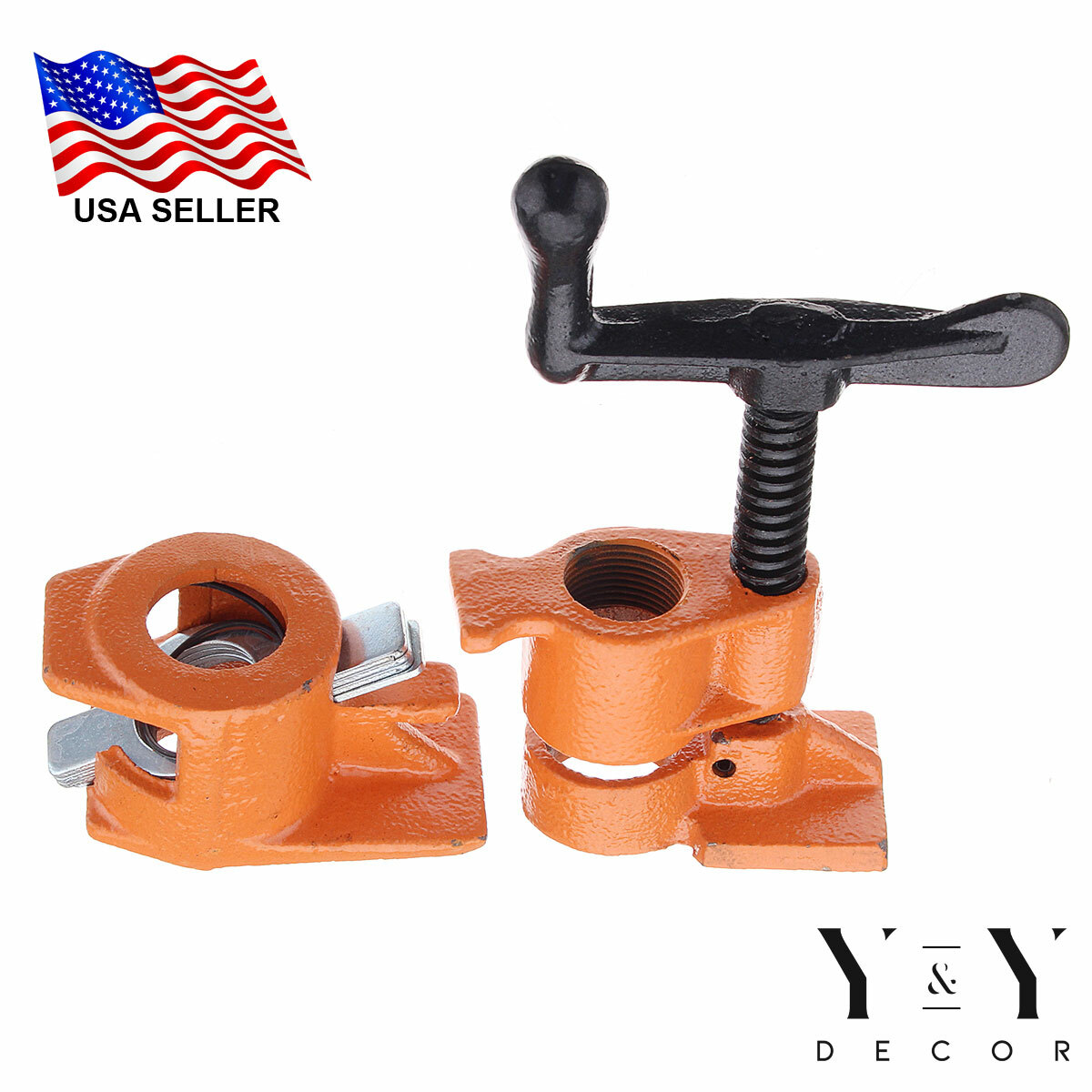 (4 Pack) 3/4″ Wood Gluing Pipe Clamp Set Heavy Duty PRO Woodworking Cast Iron