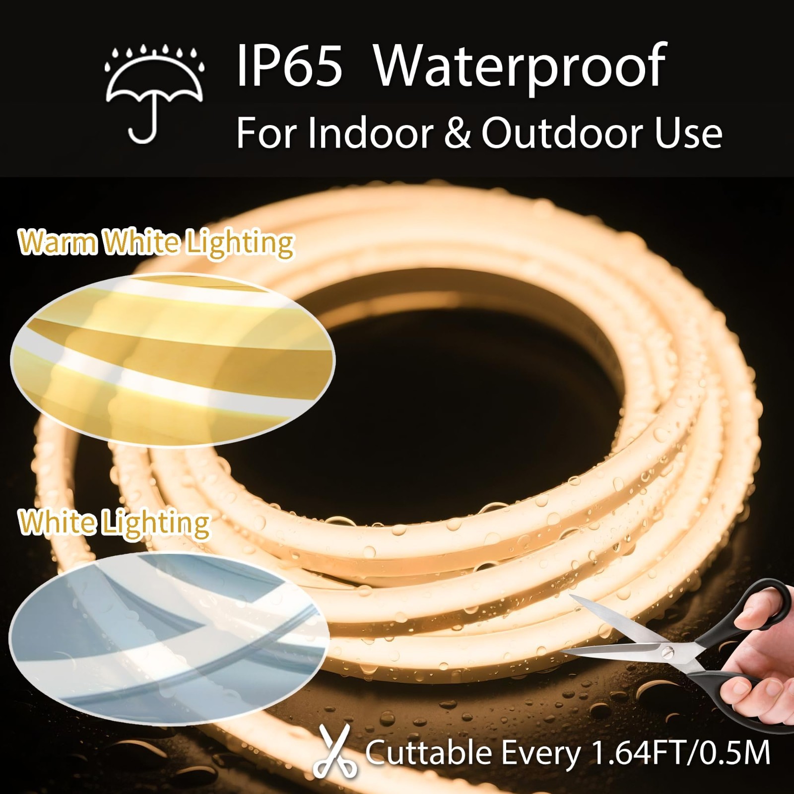 16.4Ft LED Strip Lights,Cuttable Dimmable Linkable Waterproof with Remote