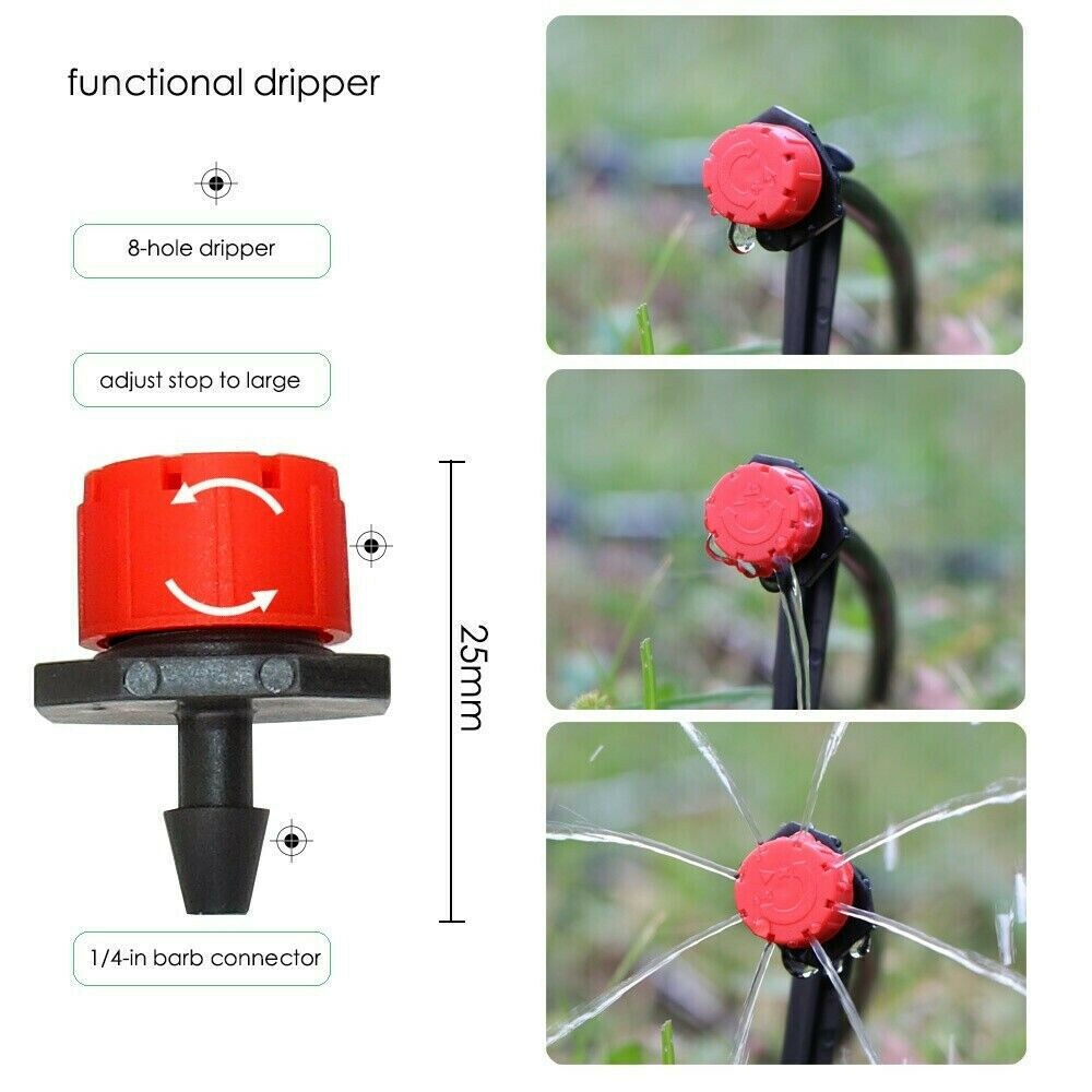 202PC Drip Irrigation System, Self Watering Kit with Adjustable 8-Hole Nozzle