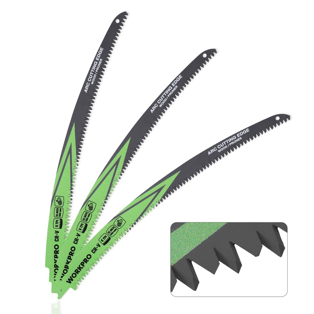 WORKPRO 3 Pack 15″ Japanese Teeth Wood Pruning Reciprocating Saw Blades Set New