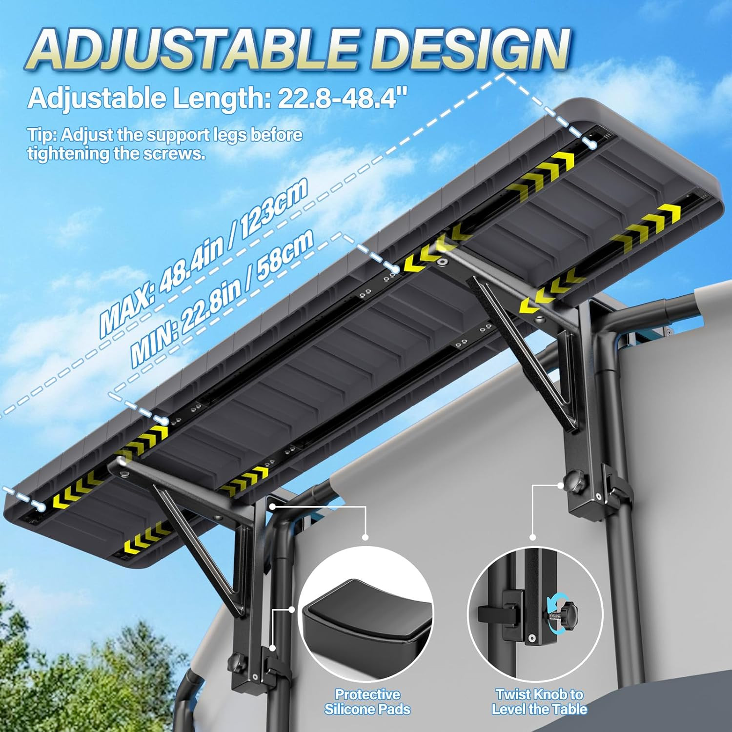 Pool Bar, above Ground Poolside Bar Table, 49.4×9.6″ Stable & Large Pool Side Ta