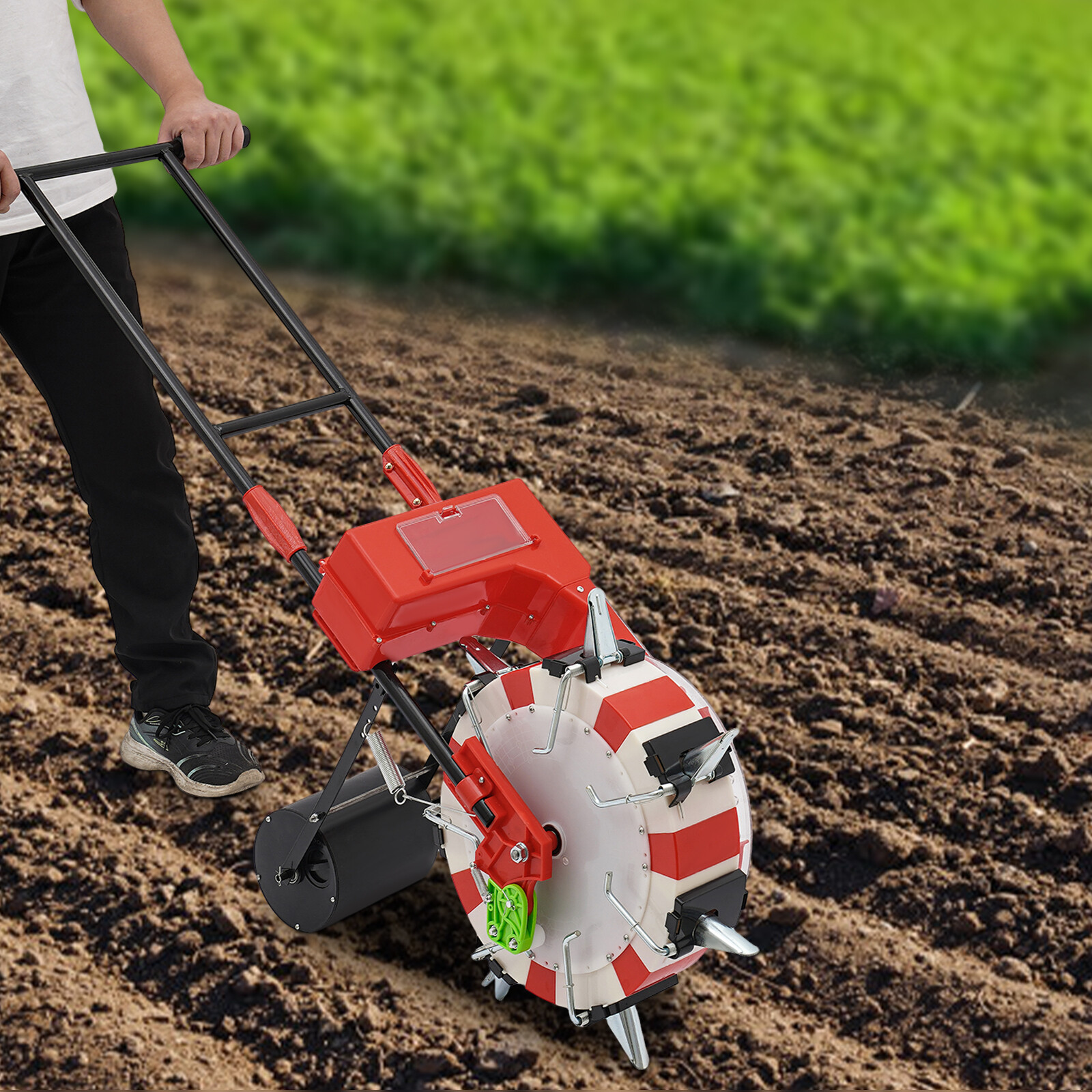 Hand Push7 Row Seeder Manual Garden Planter for Corn Soybean Seeds9.06in Spacing