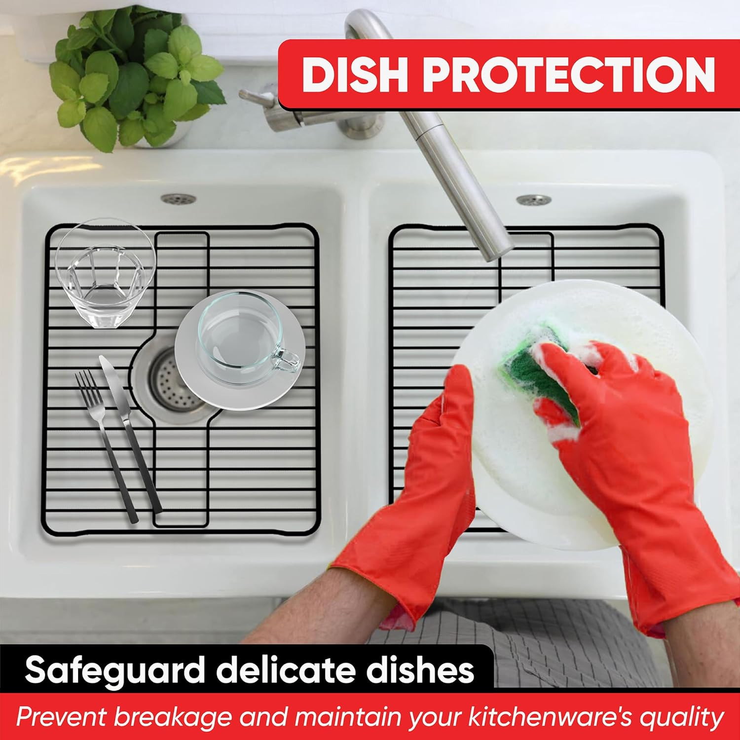 Sink Protectors for Kitchen Sink, Protective Metal Grid, 18.1X12.3X1 Inches, Bla