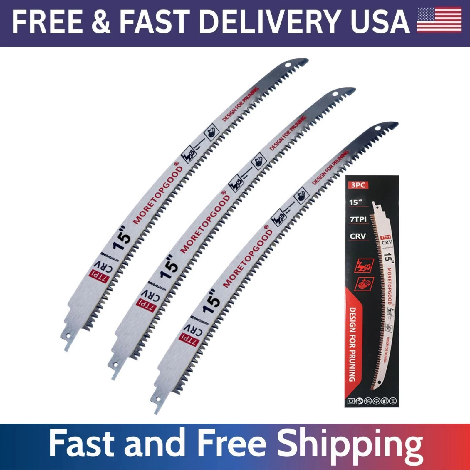 Japanese Teeth Reciprocating Saw Blade 15 Inch, Arc Edge Wood Pruning Saw