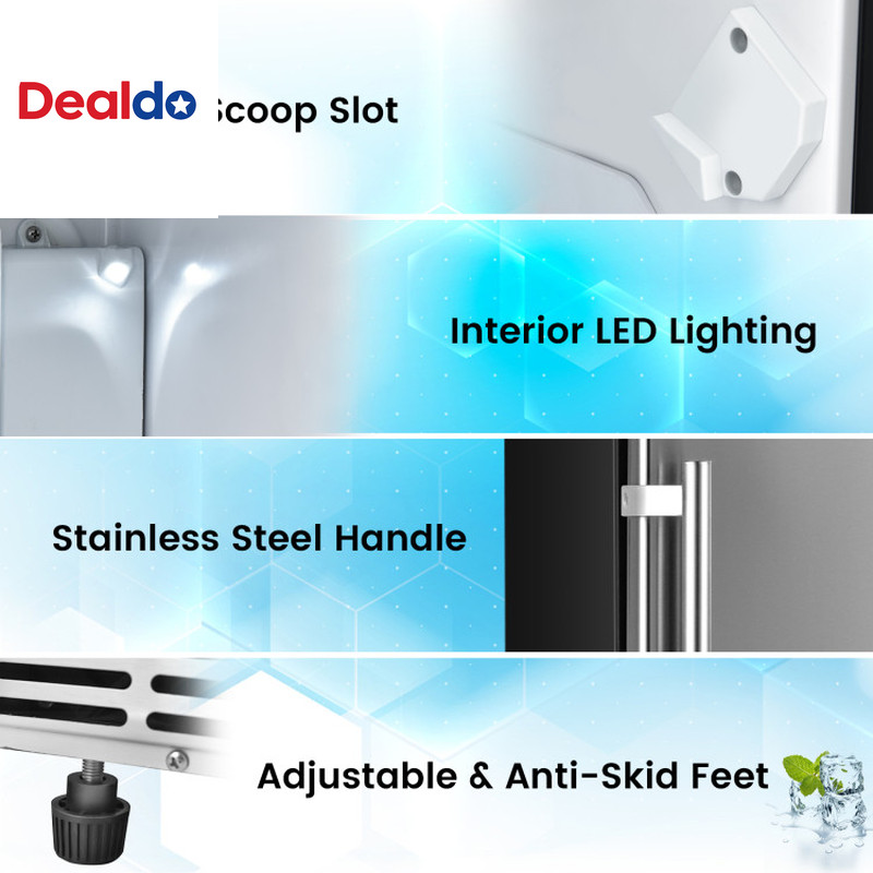 115V Free-Standing Undercounter Built-In Ice Maker with Self-Cleaning Function