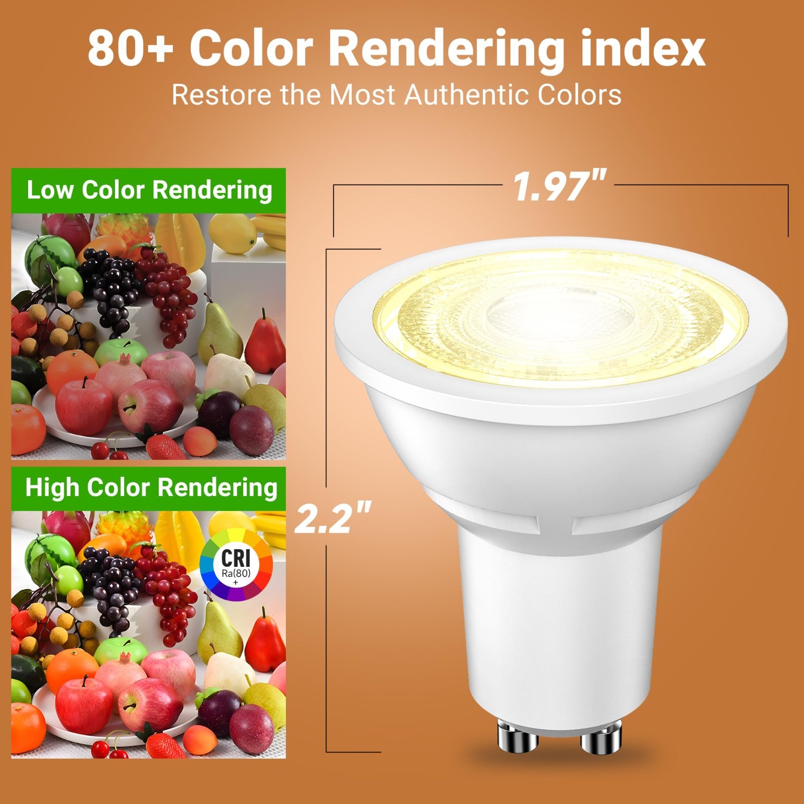 6/12/24PACK GU10 LED Light Bulbs, 5000K Daylight, 4W Equivalen35W, 300LM, 120V