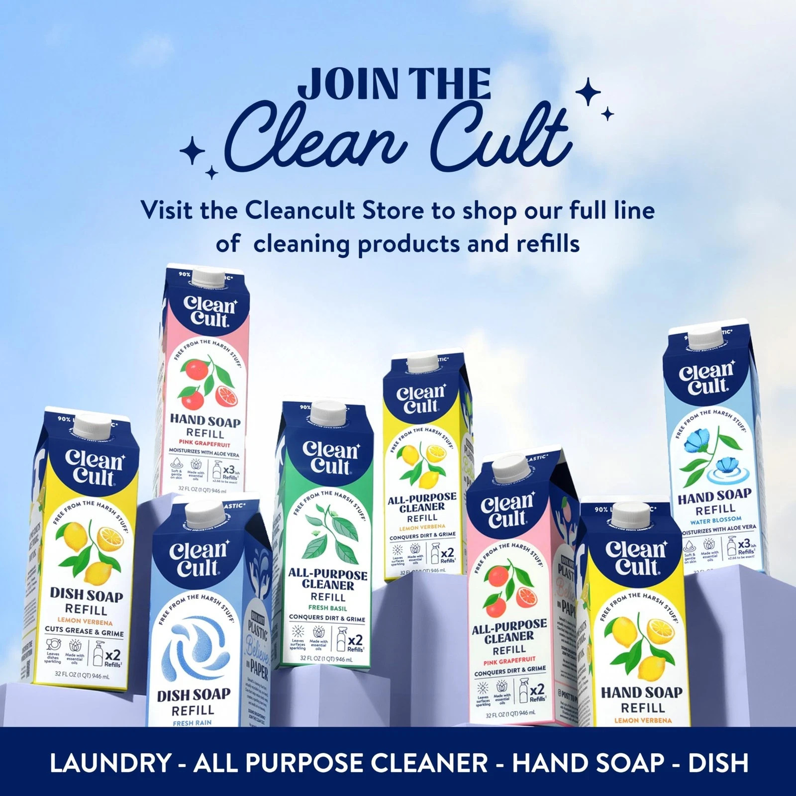 Cleancult Dish Soap Liquid Refills – Plant Based Cleaning Power – Cuts Grease…