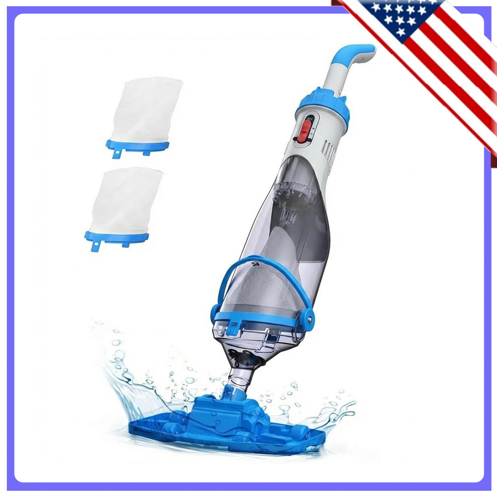 Cordless Pool Vacuum w/Telescopic Pole 18.5 GPM Powerful Suction, 60 Min Runtime