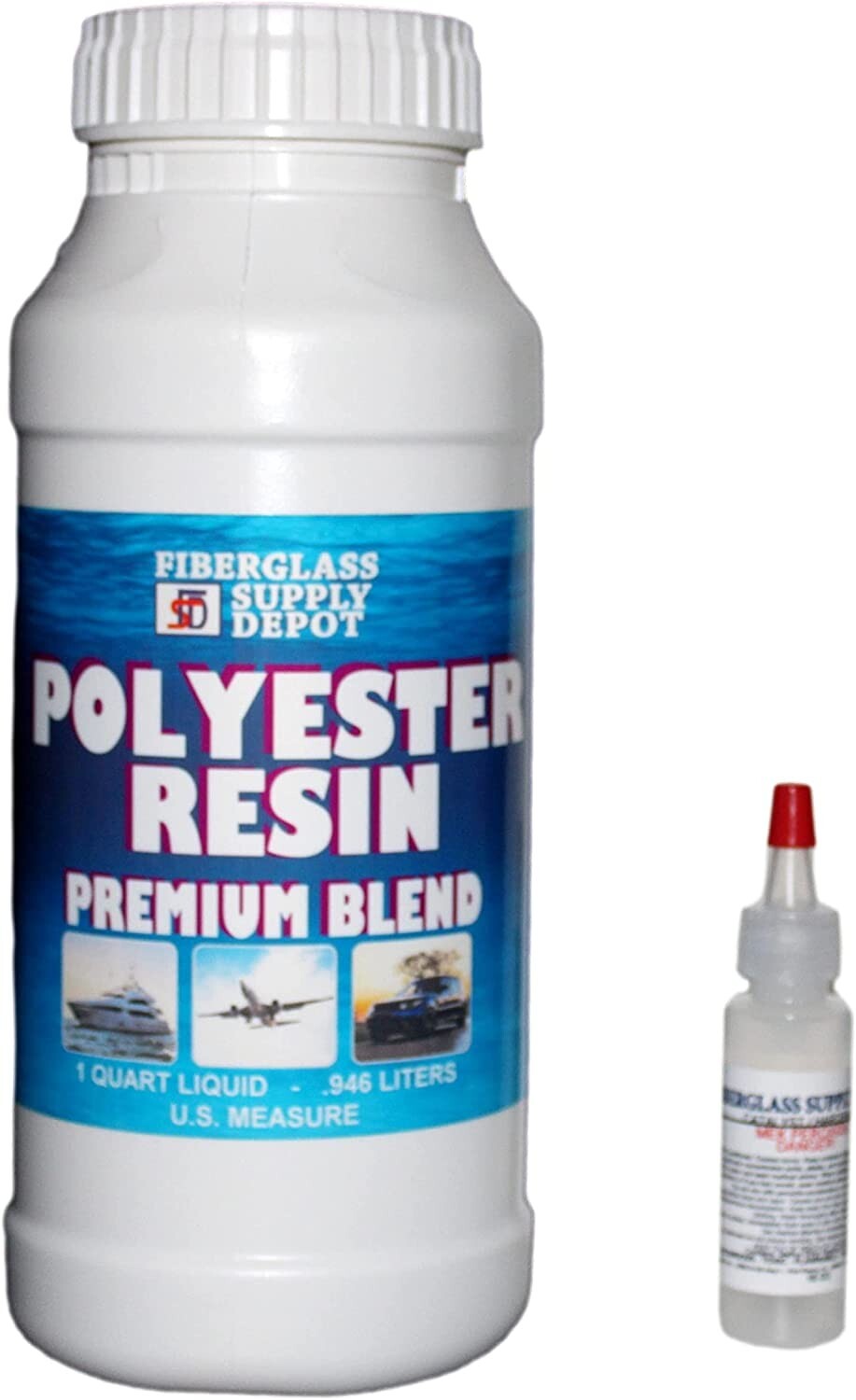 Polyester Resin w/hardener for laminating fiberglass mat,biaxle,cloth (Quart)