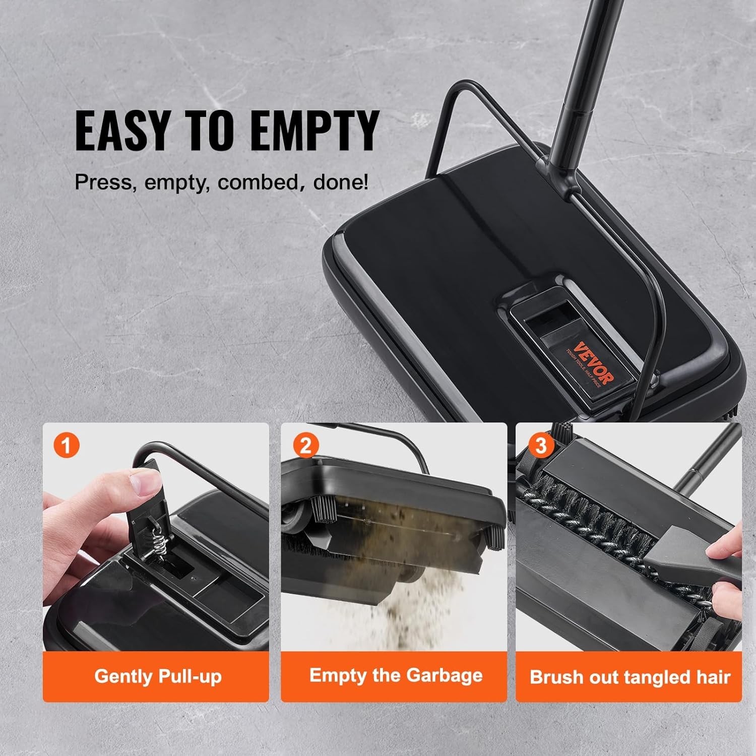 Compact Manual Carpet Sweeper for Pets – 180-Degree Rotation & Easy Cleaning