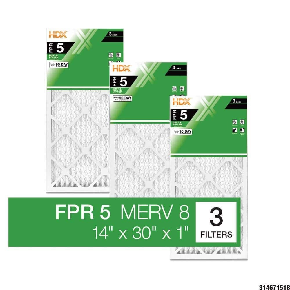 14x30x1 Air Filter MERV 8 Pleated HVAC AC Furnace Filters 3 Pack HDX