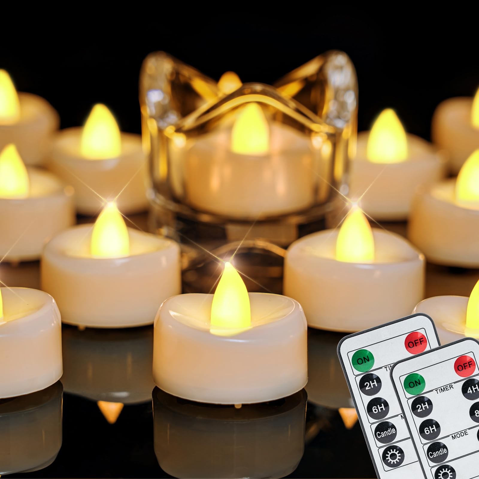 Remote Candles 24 PCS Flameless Tea Lights Battery 400 Hours 1.5×1.25 Inch