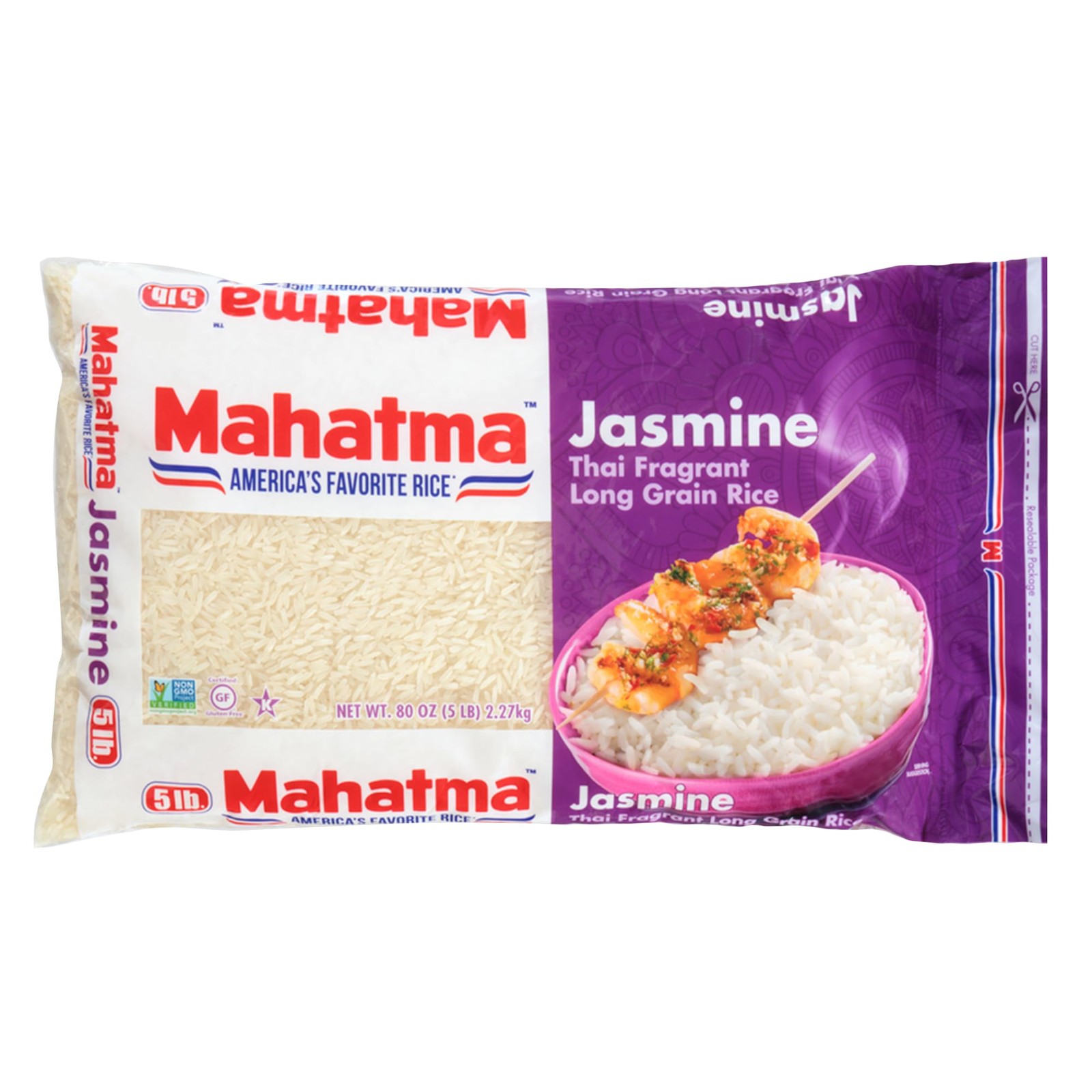 Mahatma Jasmine, 5lb Bag of Rice, Thai, Indian, or 5 Pound (Pack 1)