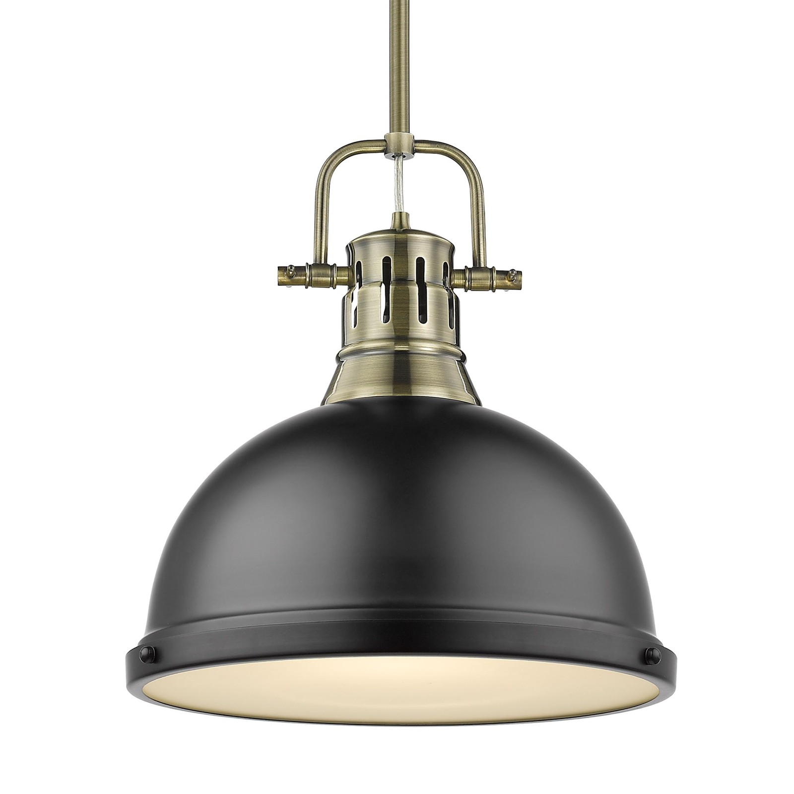 Golden Lighting 3604-L AB-BLK Duncan Pendant, 14″ L x 14″ W x 14.625″ H, Aged