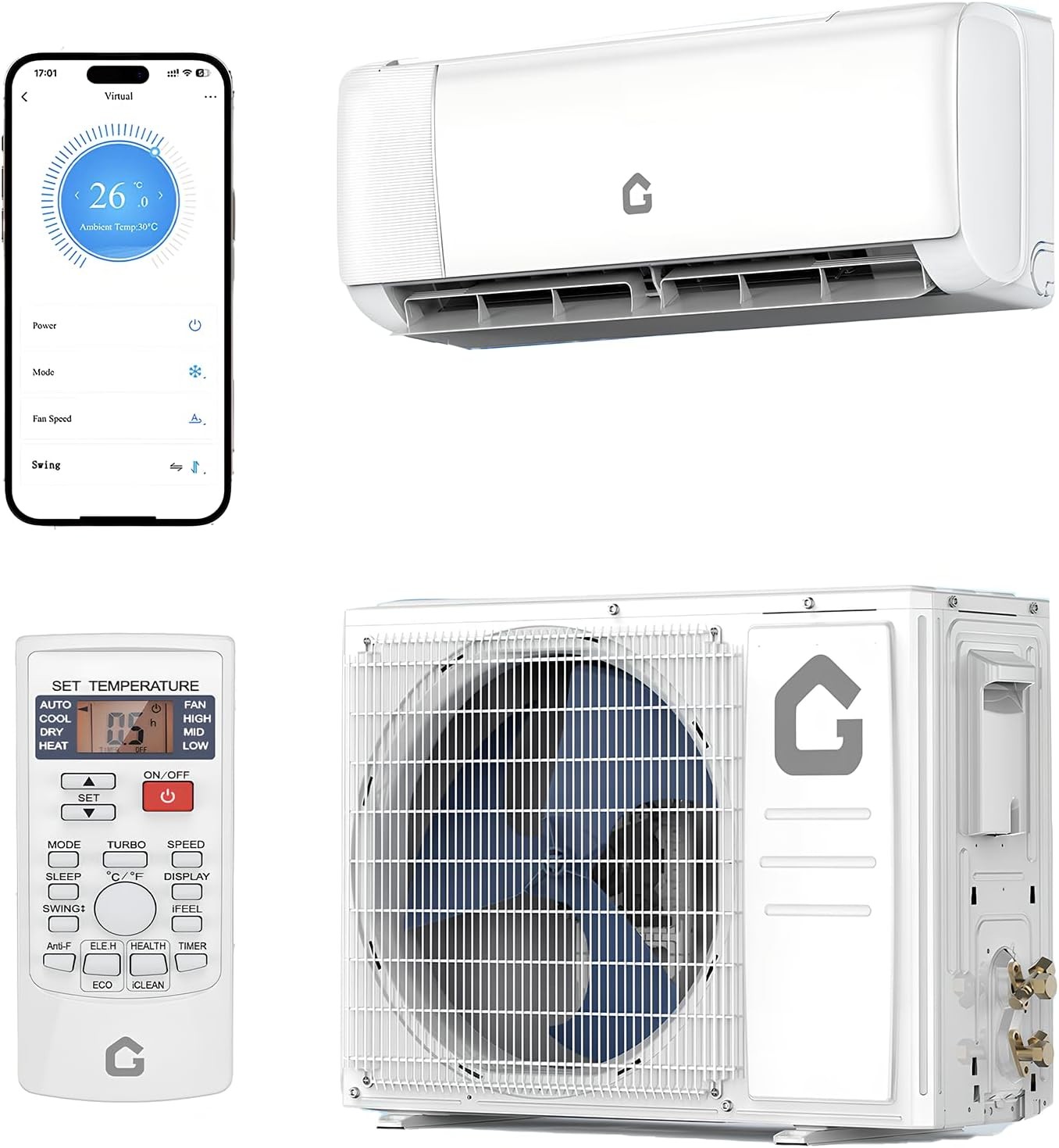 Mini Split Air Conditioner,12,000 BTU 21.5 SEER2 Inverter Ductless AC and Heater