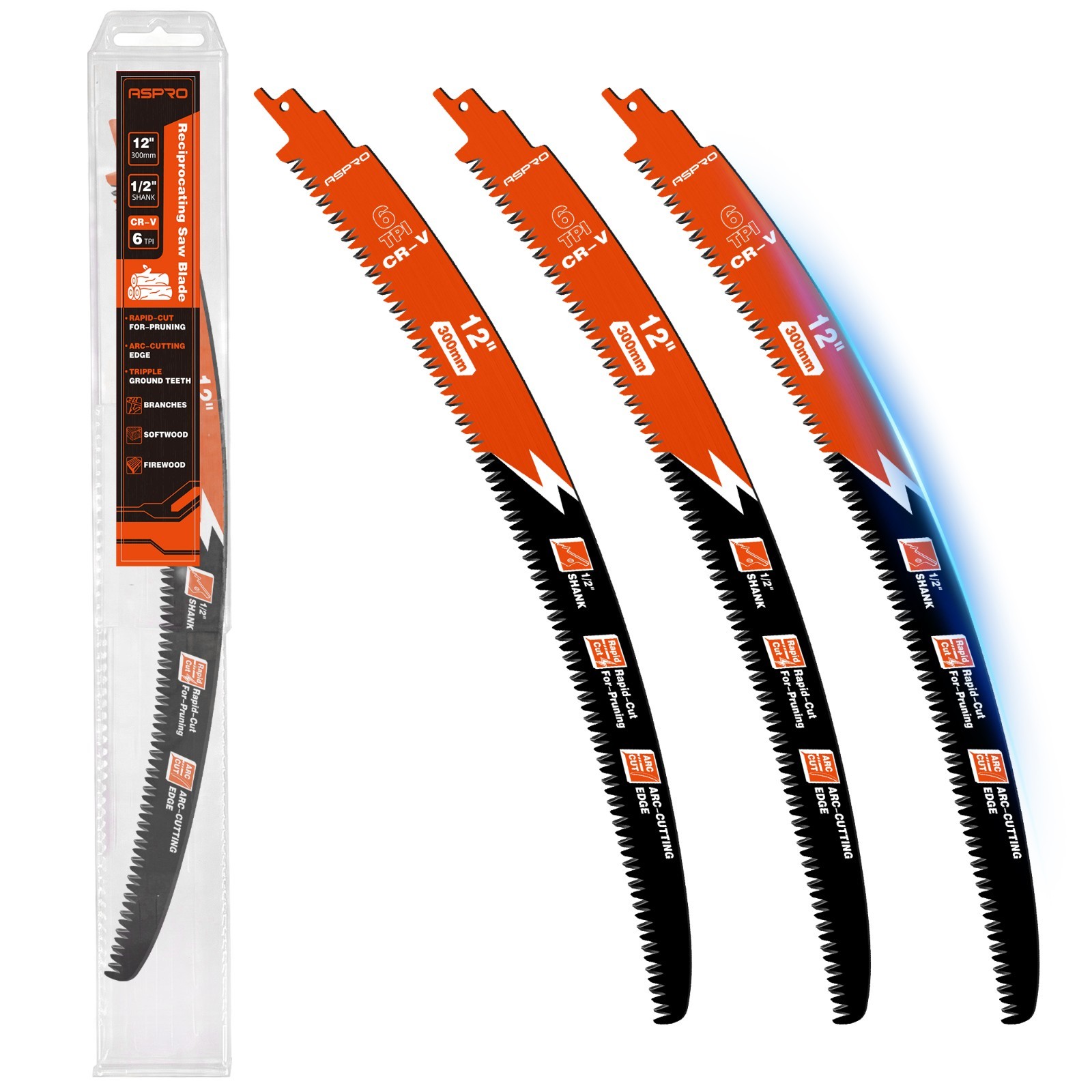 3Pack 12″ Reciprocating Saw Blades 6TPI Japanese Teeth Wood Pruning Tree Cutting