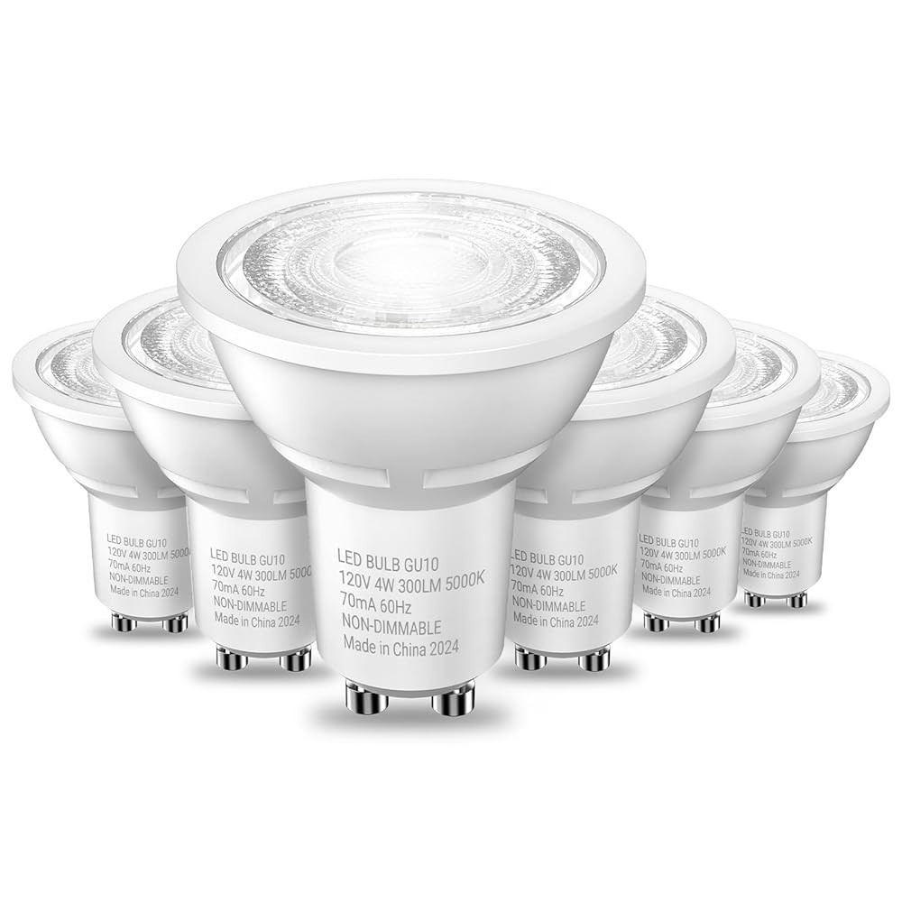 6/12/24PACK GU10 LED Light Bulbs, 5000K Daylight, 4W Equivalen35W, 300LM, 120V