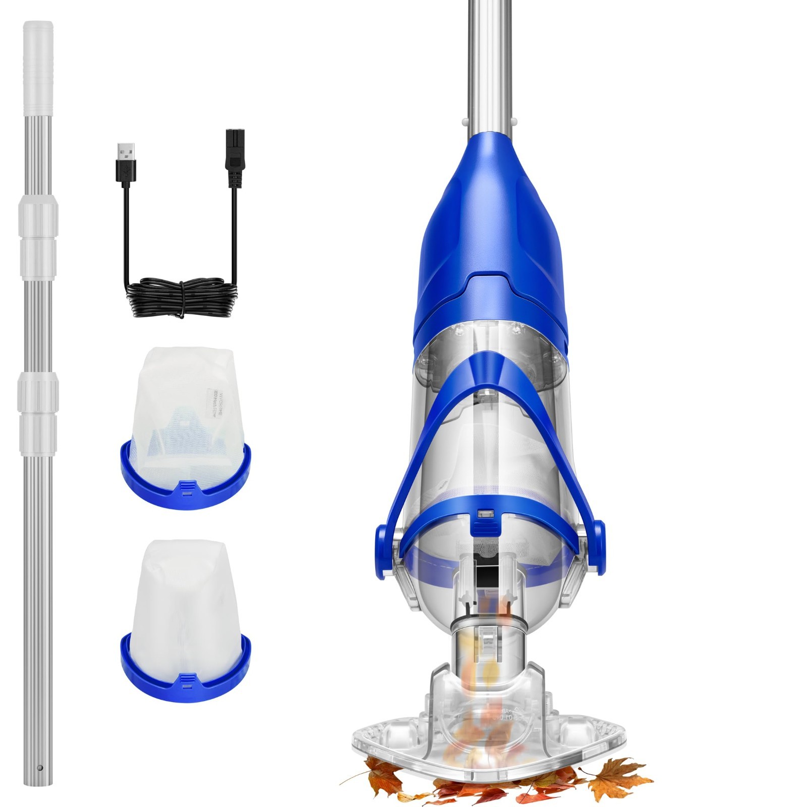 Cordless Handheld Pool Vacuum Cleaner – 13.2 GPM Suction, 60min Battery, Adjusta