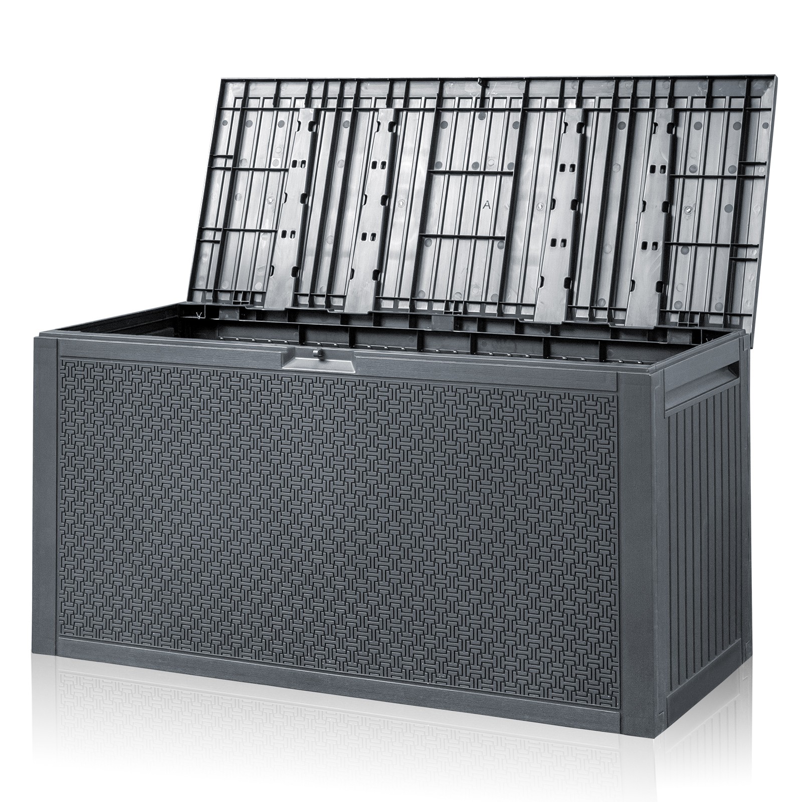 90 Gallon Outdoor Maze Pattern Plastic Injection Garden Lockable Storage Box
