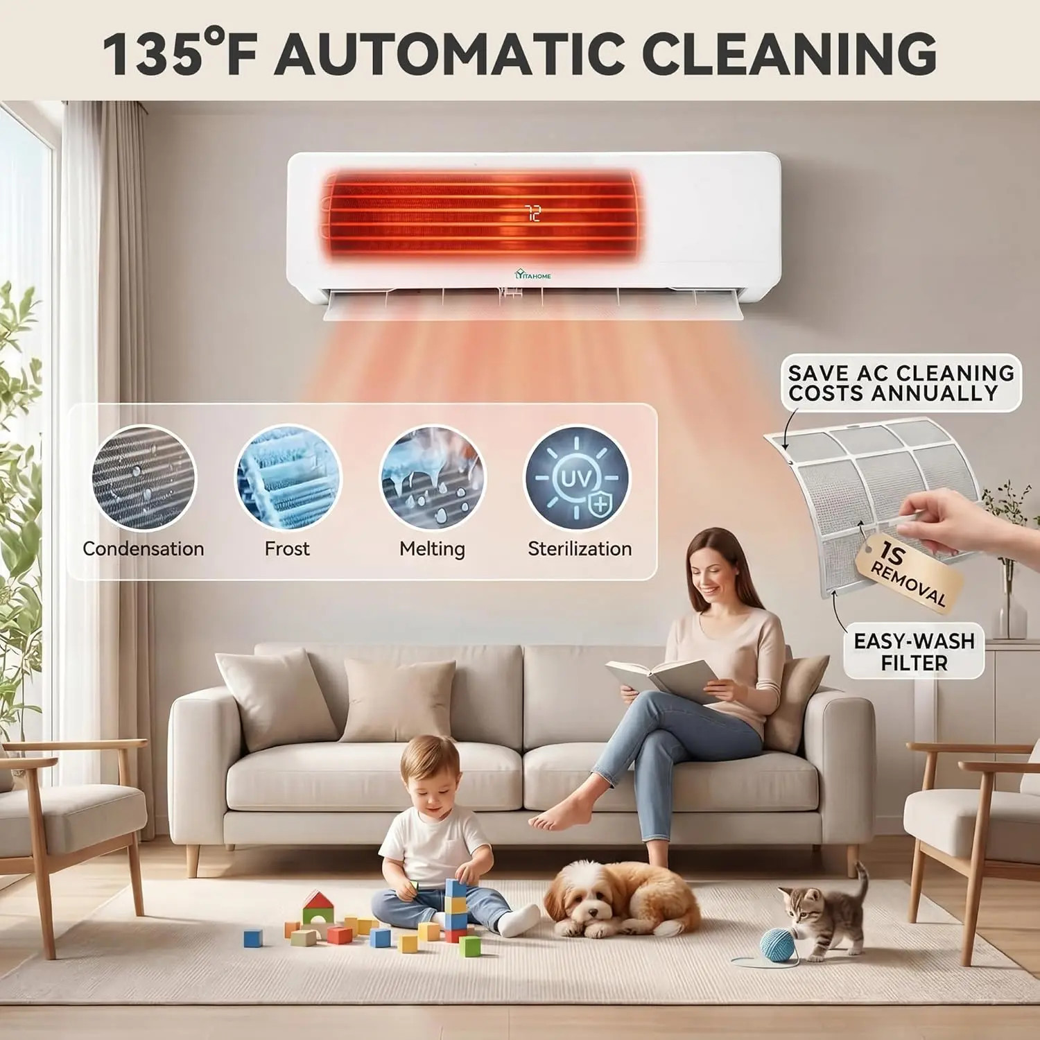 24000 BTU Mini Split AC Heat Pump 20 SEER2 230V Inverter WiFi Alexa 1500 Sq. Ft