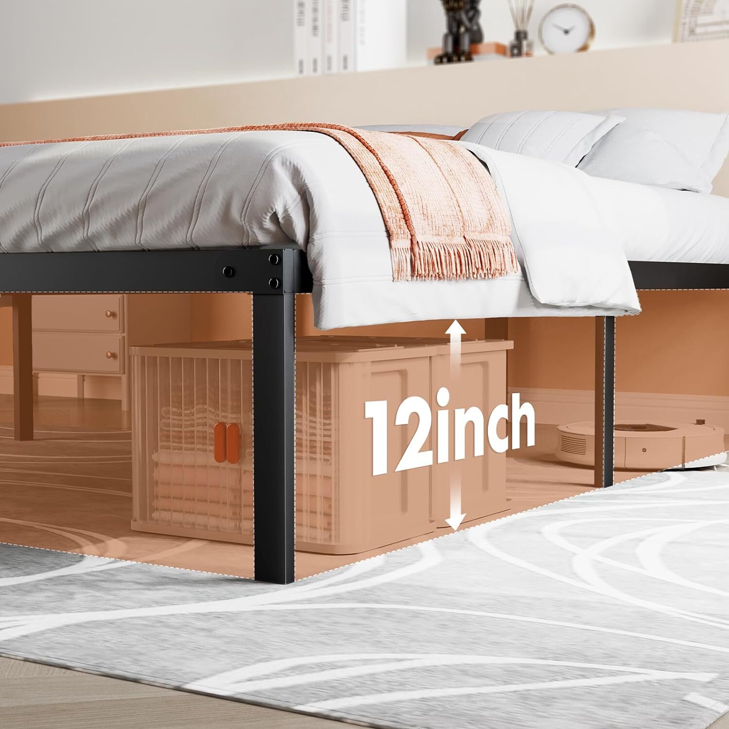 Metal Queen King Full Size Bed Frame Bedroom Sturdy Steel Slat Support Bedstead
