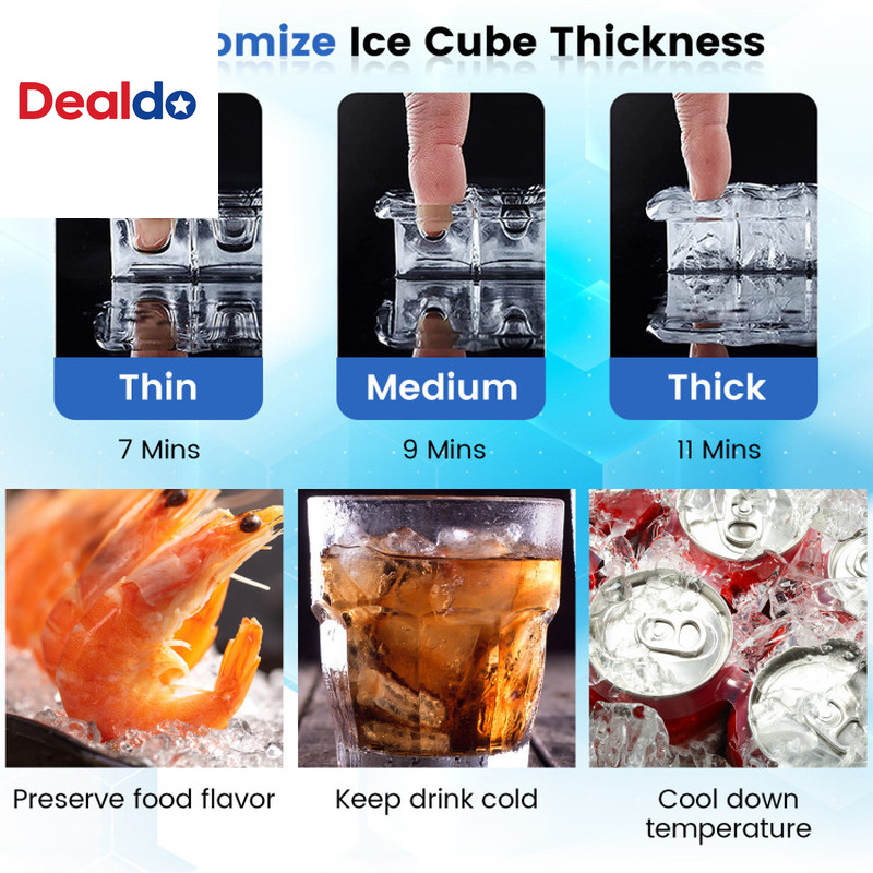 115V Free-Standing Undercounter Built-In Ice Maker with Self-Cleaning Function