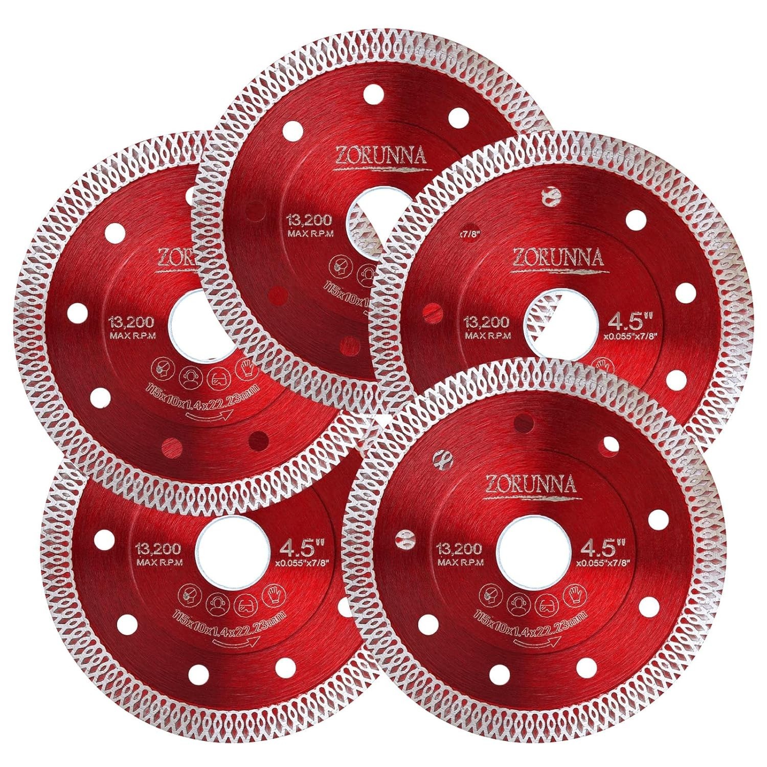 5 Pack 4.5in Diamond Saw Blades Tile Cutting Disc Porcelain Granite Grinder