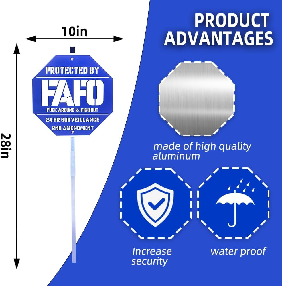 FAFO Security Sign, Funk around and Find Out Sign,Home Security Signs Yard, F…