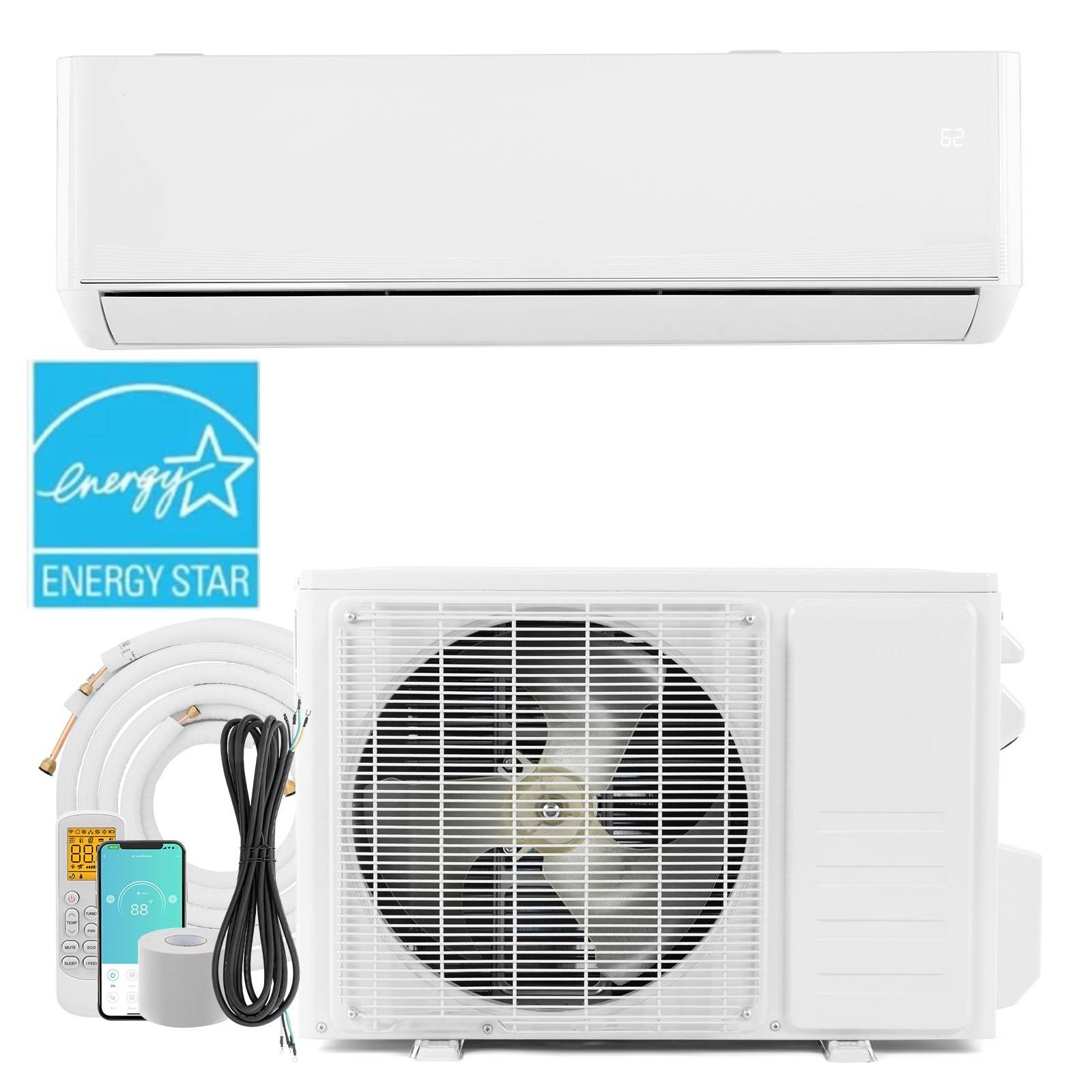 12,000 BTU Mini Split Air Conditioner Heat Pump 230V Dehumidify 24 SEER2 Home