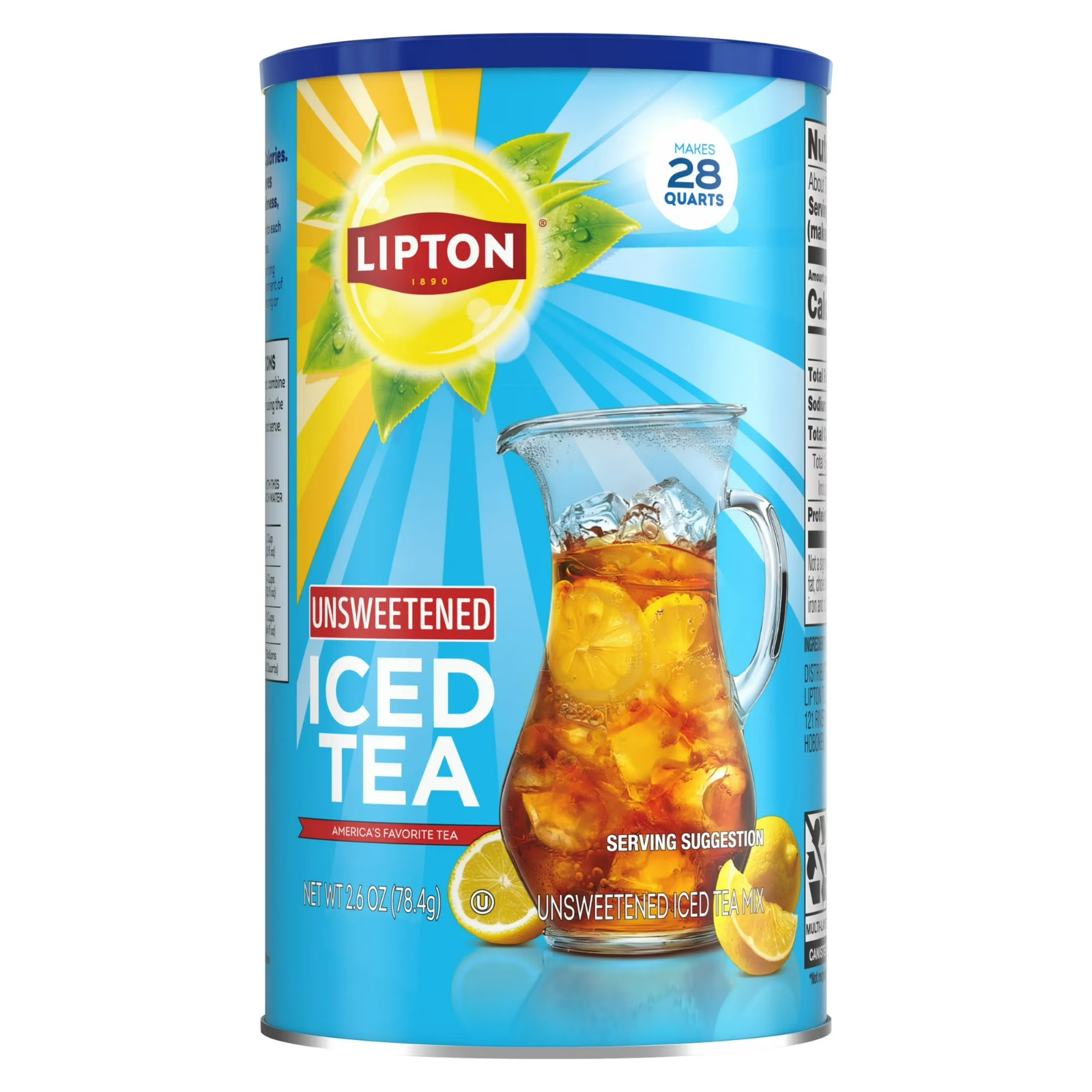 Lipton Unsweetened Black Tea Iced Tea Mix, 28 Quarts – Pack of 1 – Free Ship
