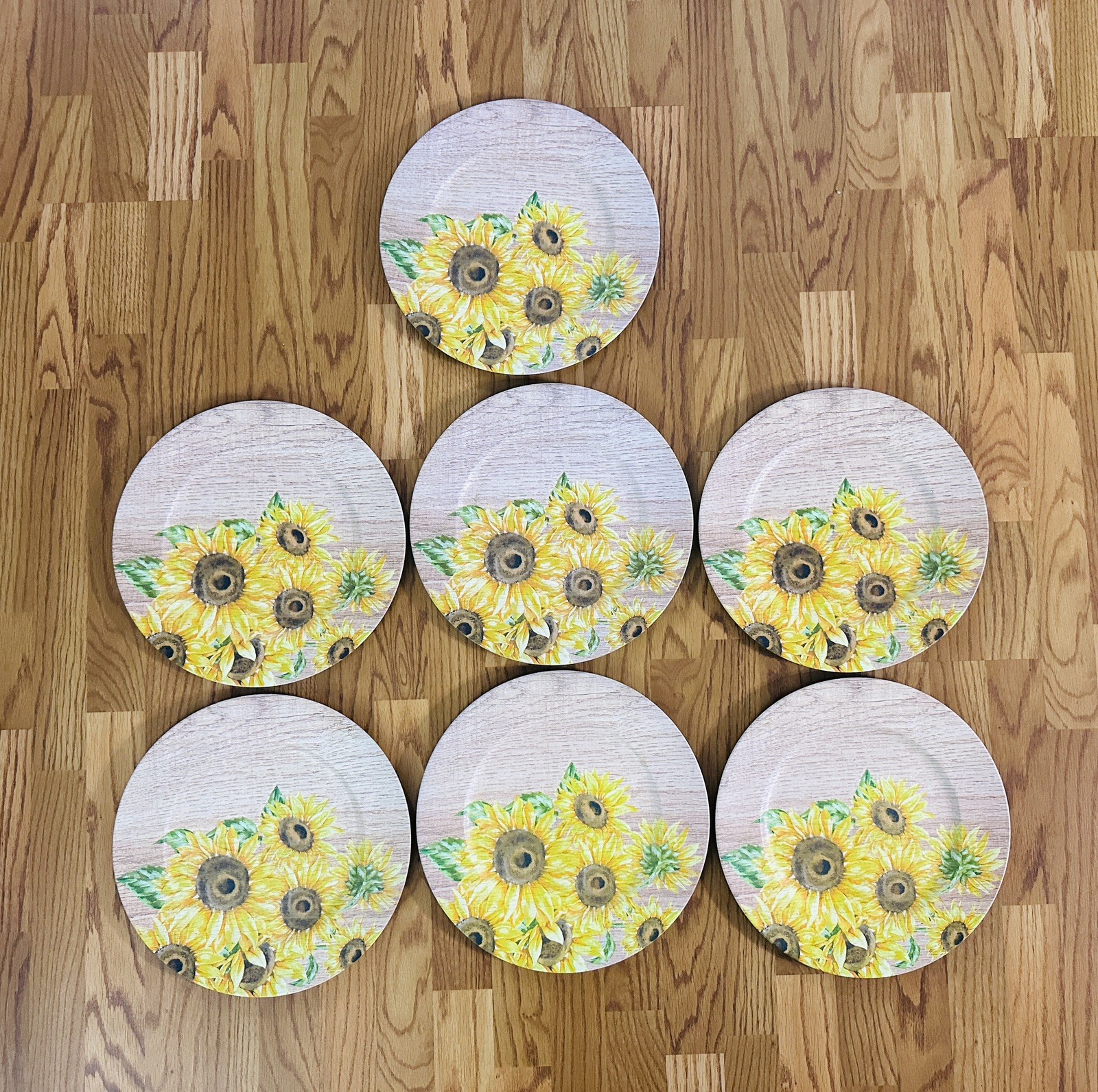 Rustic Poly Faux Wood Sunflower Charger Plate 13″ Fall Spring Summer Table Lot