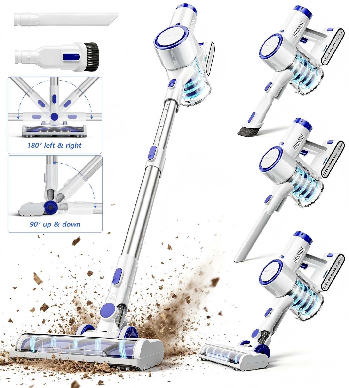 Cordless Vacuum Cleaner 50Kpa 60min 1.5L Powerful Stick Rechargeable Lightweight