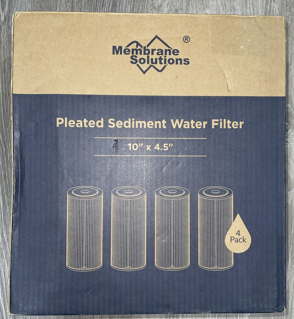Membrane Solutions 4 Pk – 10″ x 4.5″ Sediment Pleated Water Filters PE-F10B-20