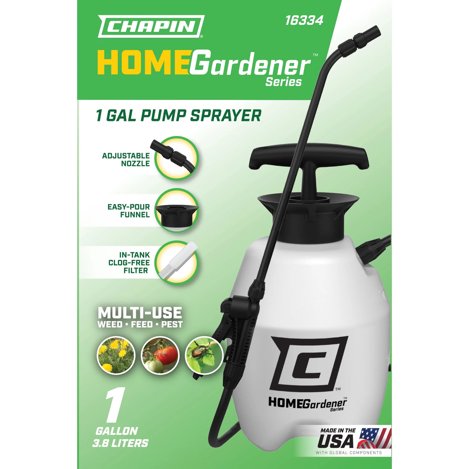NEW Chapin HomeGardener 16334 1 Gallon Multi Purpose Lawn Garden Sprayer
