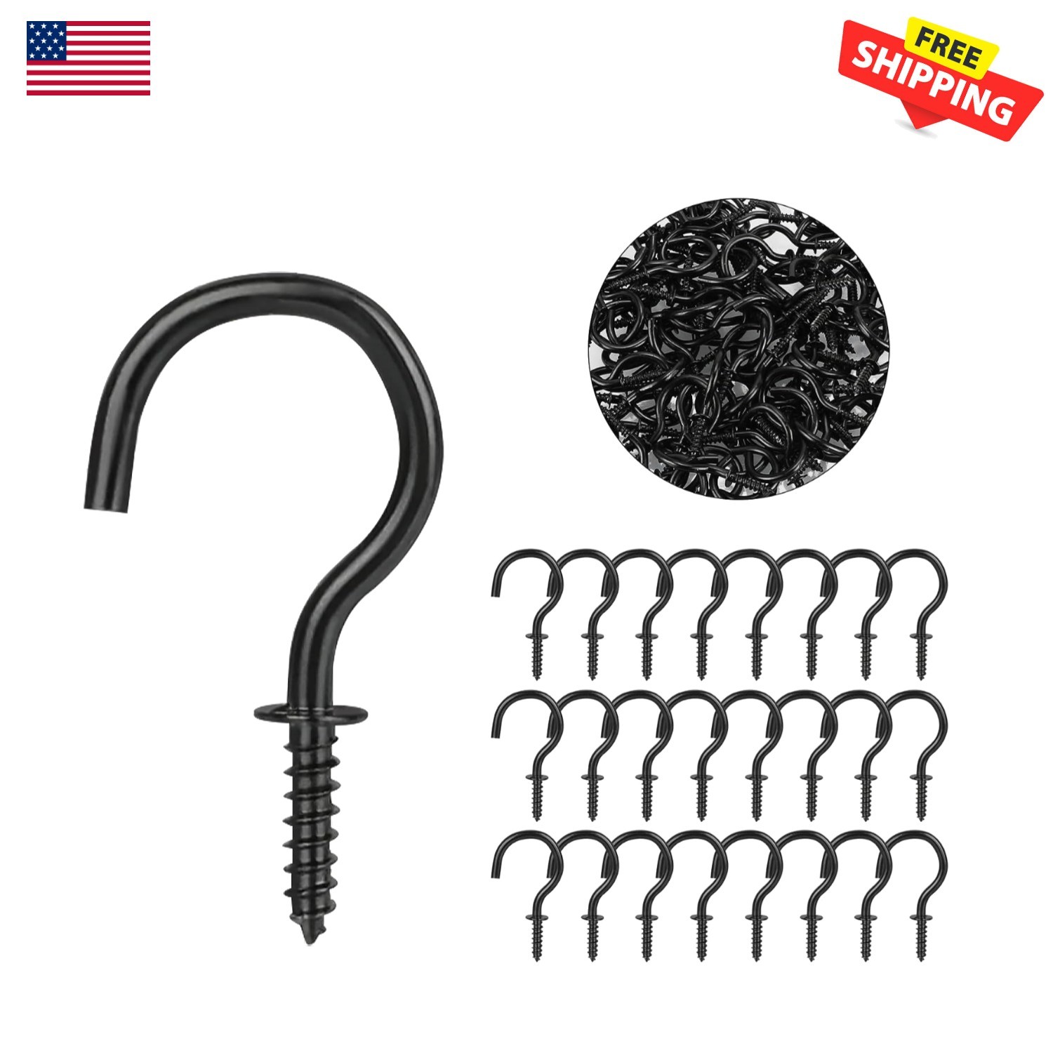 Versatile 1-Inch Carbon Steel Screw Hooks – 120 Pack for All Your Hanging Needs