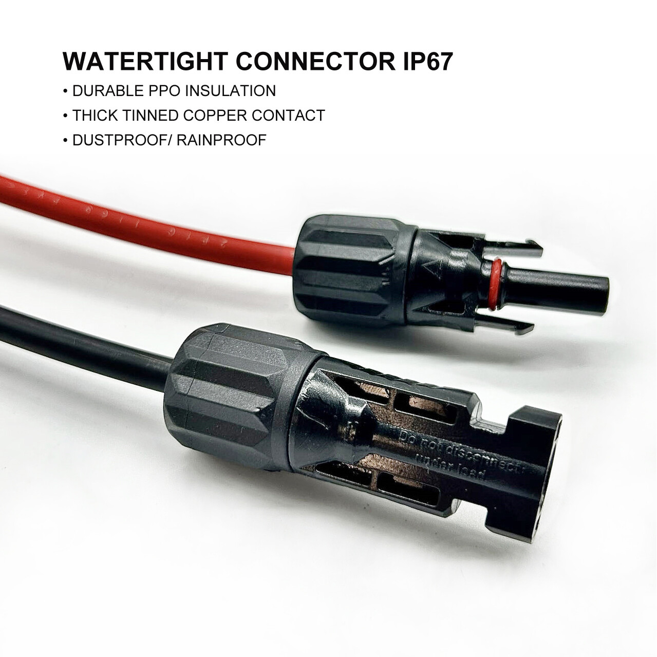 Pair Black + Red Solar Panel Extension Cable Silicon Wire Connector 10 AWG